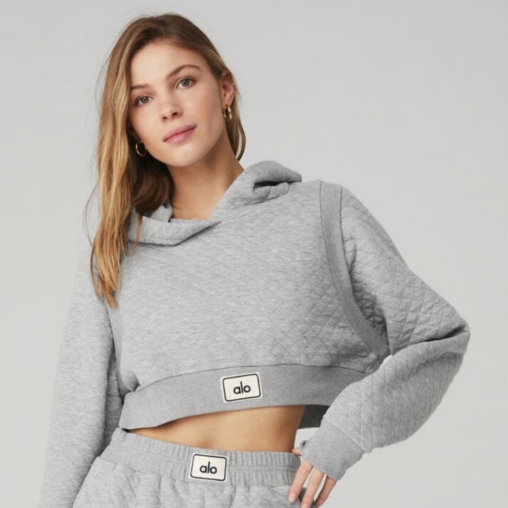 ALO Quilted Cropped Arena Hoodie